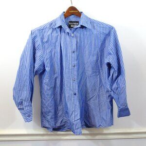 Boutique Moschino Blue White Striped Button Front Blouse Size 4 Made in Italy